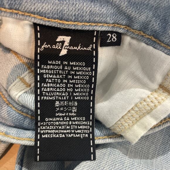 7 For All Mankind Jeans Women's Size 28 High-Waist Ankle Skinny Pink Sky Fringe - Picture 7 of 9